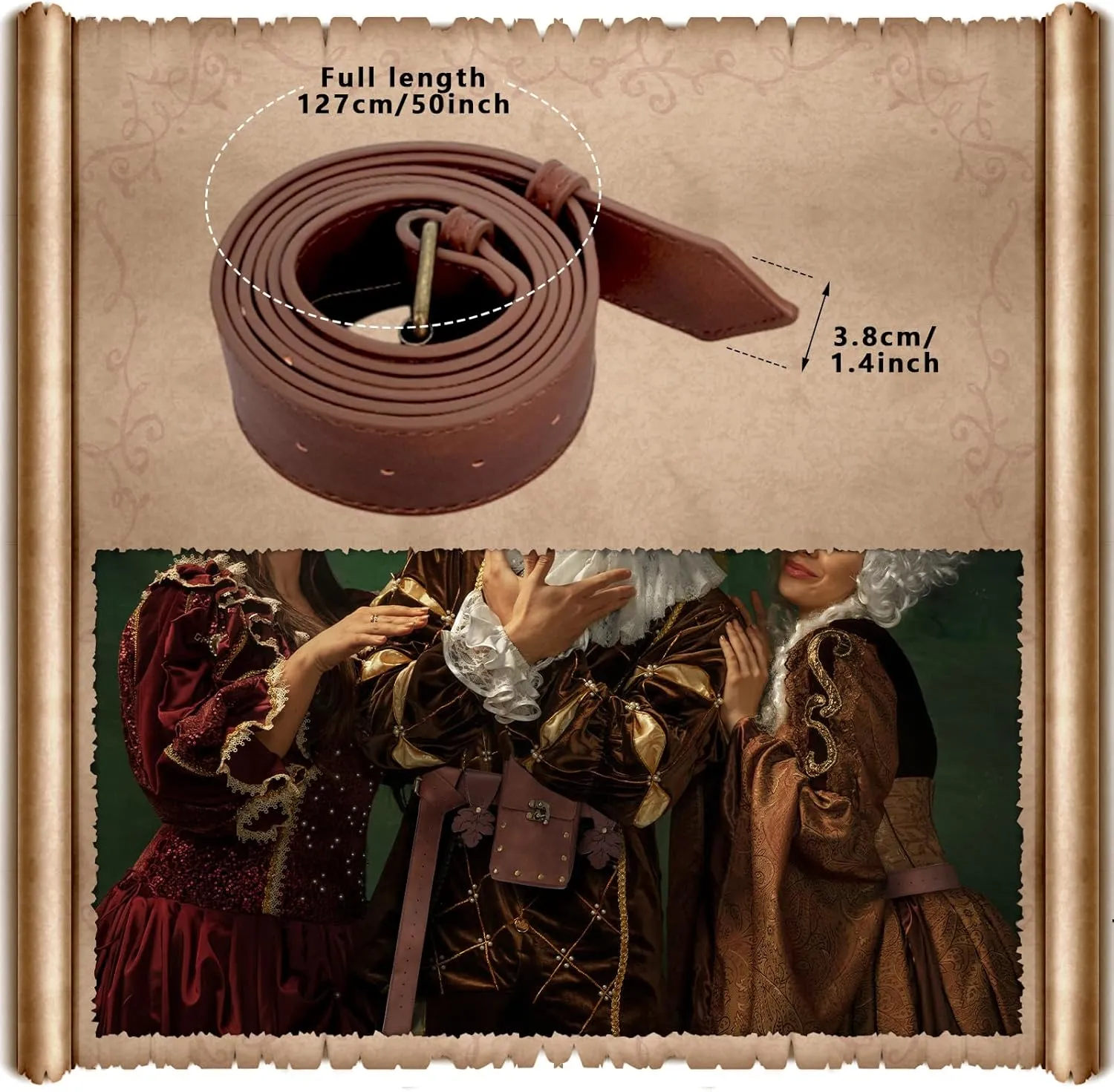 FunMular Renaissance Accessories Costume Women Belt Pouch Medieval Viking Potion Bottles Leather Belt Leaf Skirt Hikes