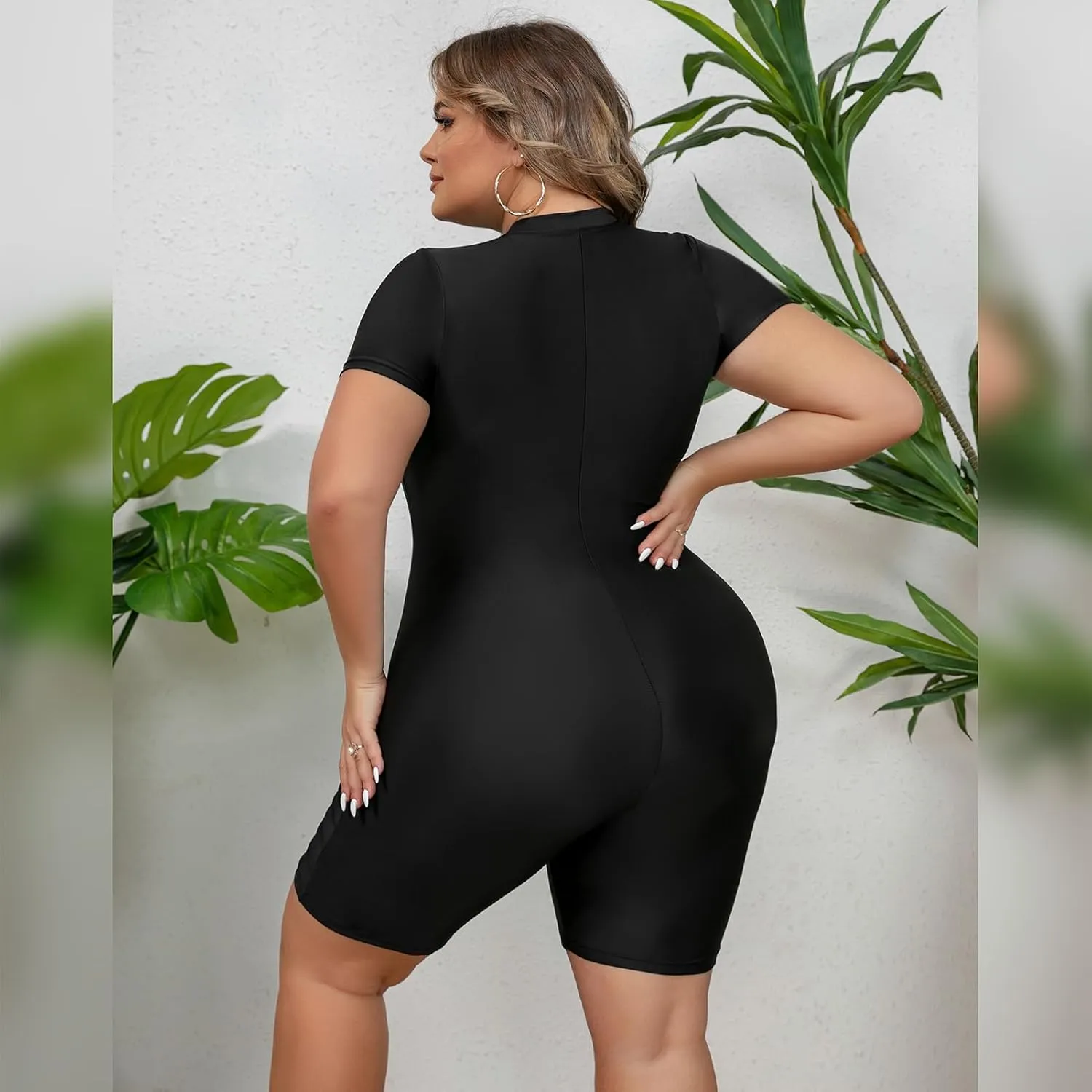 FYMNSI Women Plus Size Zipper Rash Guard Sun Protection Surf Rashguard Boyleg One Piece Sport Swimsuit Padded Bathing Suit