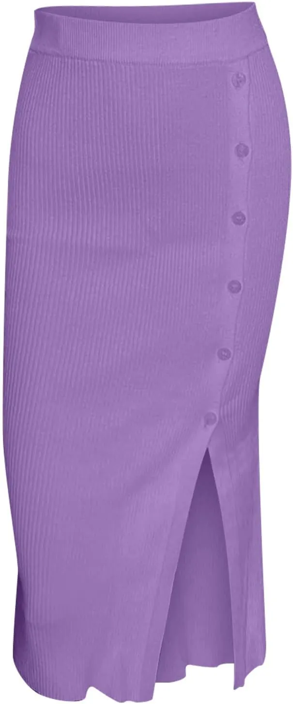 FZYLQY Slim Fit Ruched Pencil Skirts for Women High Waisted Elastic Band Bodycon Shirring Skirt Plus Size Skirt with Button