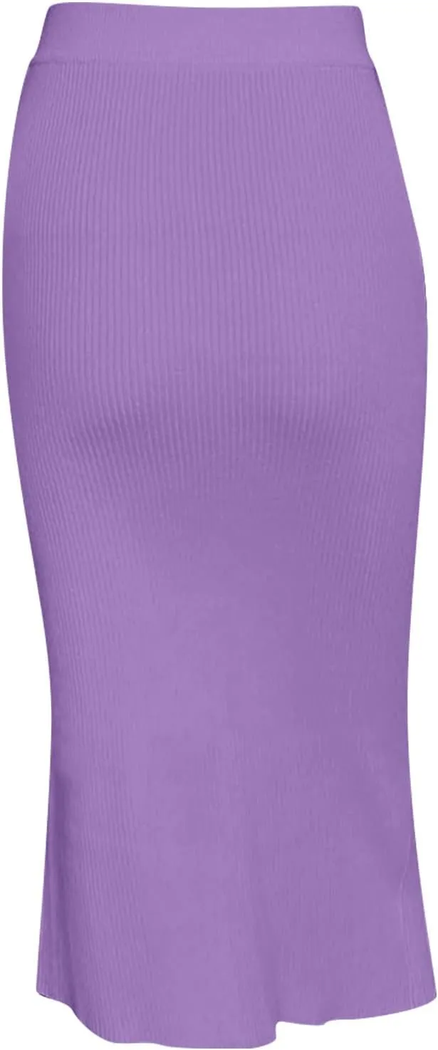 FZYLQY Slim Fit Ruched Pencil Skirts for Women High Waisted Elastic Band Bodycon Shirring Skirt Plus Size Skirt with Button