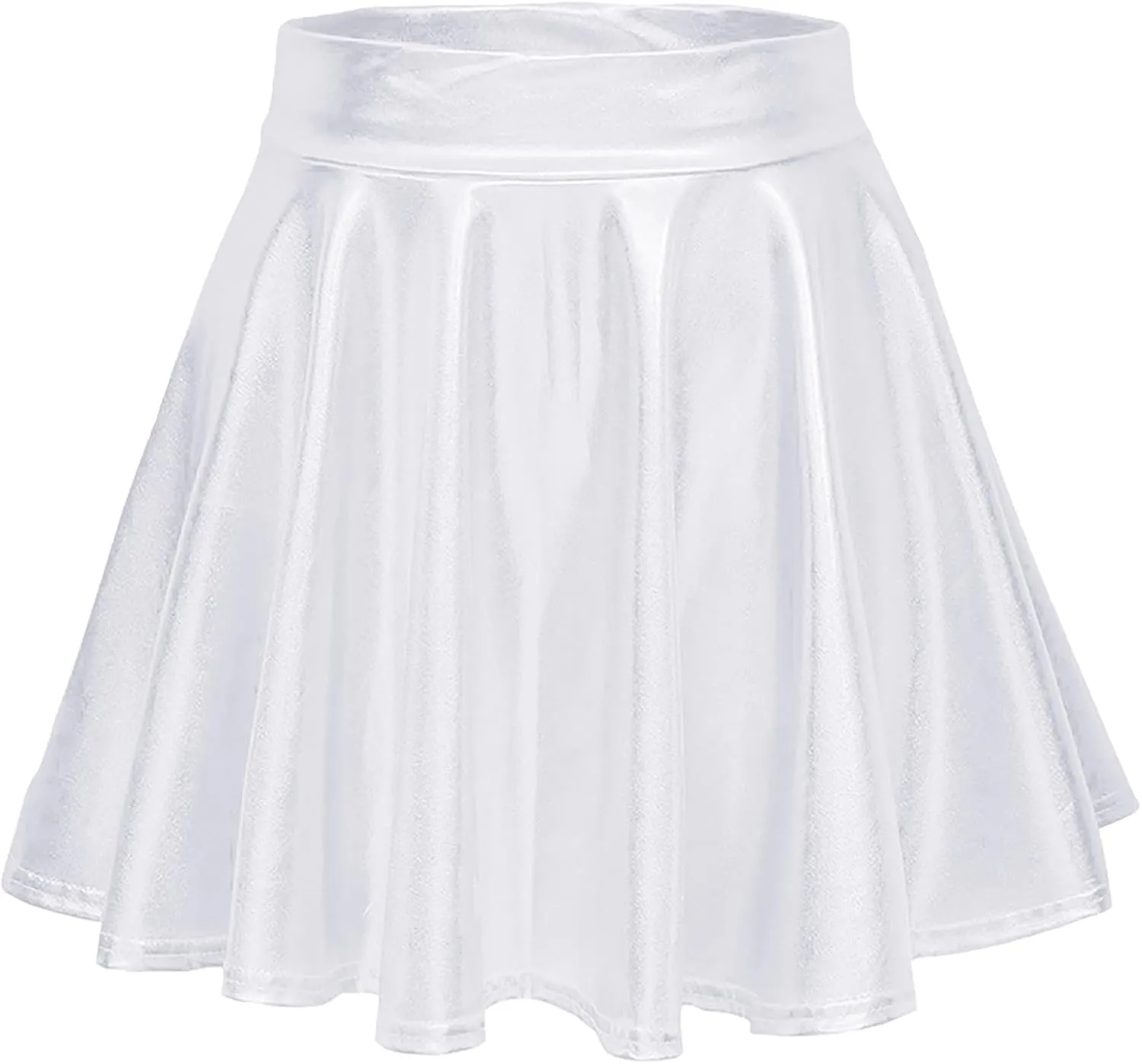 FZYLQY Women's Metallic Skirt High Waisted Holographic Pleated Skirt Sexy Ballet Dance Disco Skater Skirt Party Clubwear