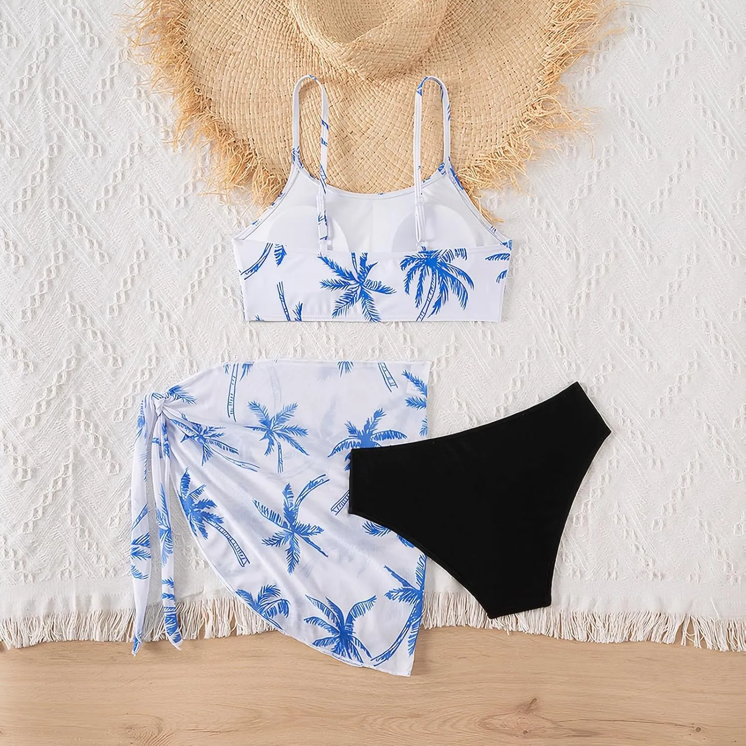 Girls' Swimsuit, Girls Bikini Adjustable Shoulder Strap with Lace Swimsuit Set 7-16Y