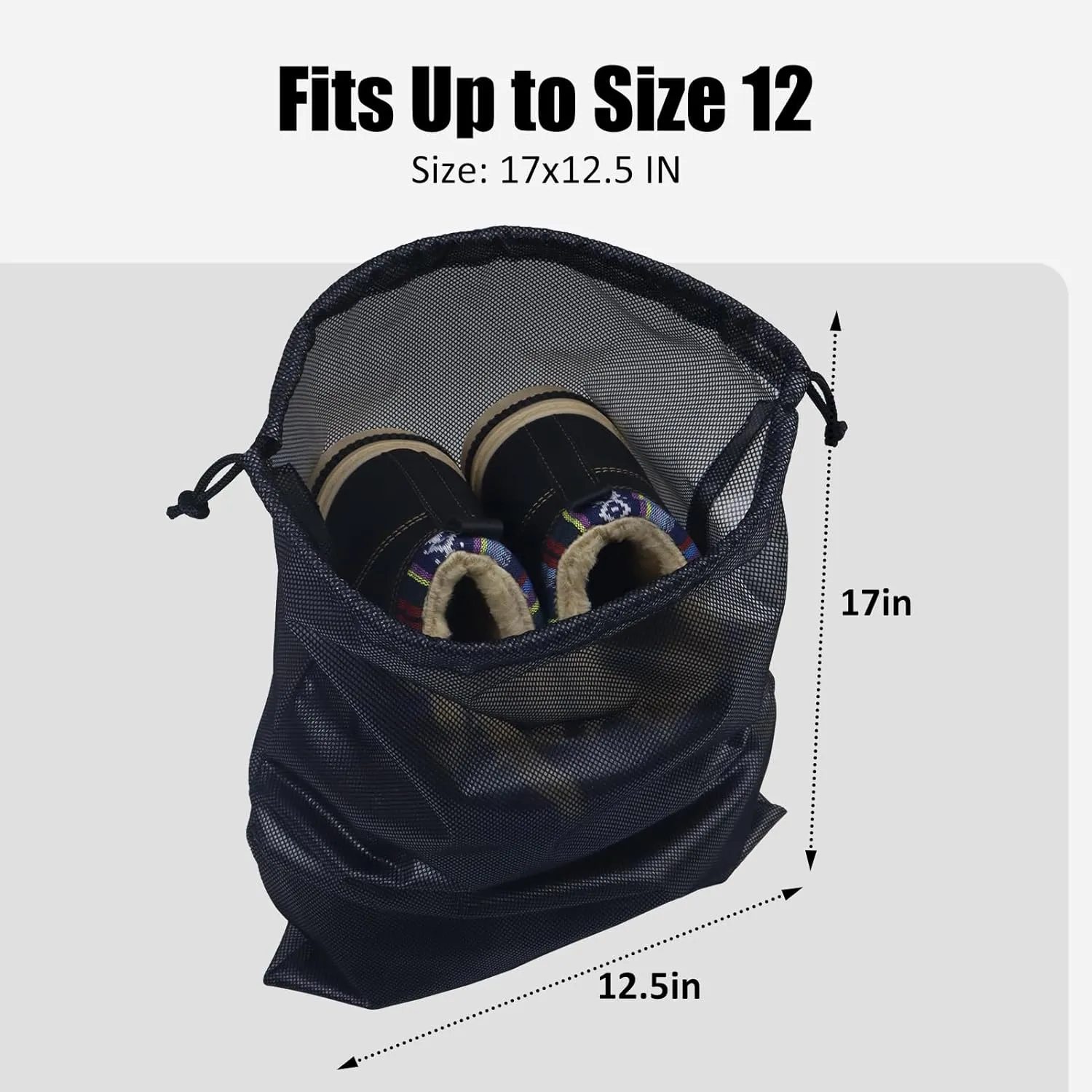 Gloppie Shoe Bags for Travel, Shoe Storage Bag with Drawstring, Packing Organizer for Sneakers, Gym, Luggage, Closet, Weekender Overnight Travel Essentials