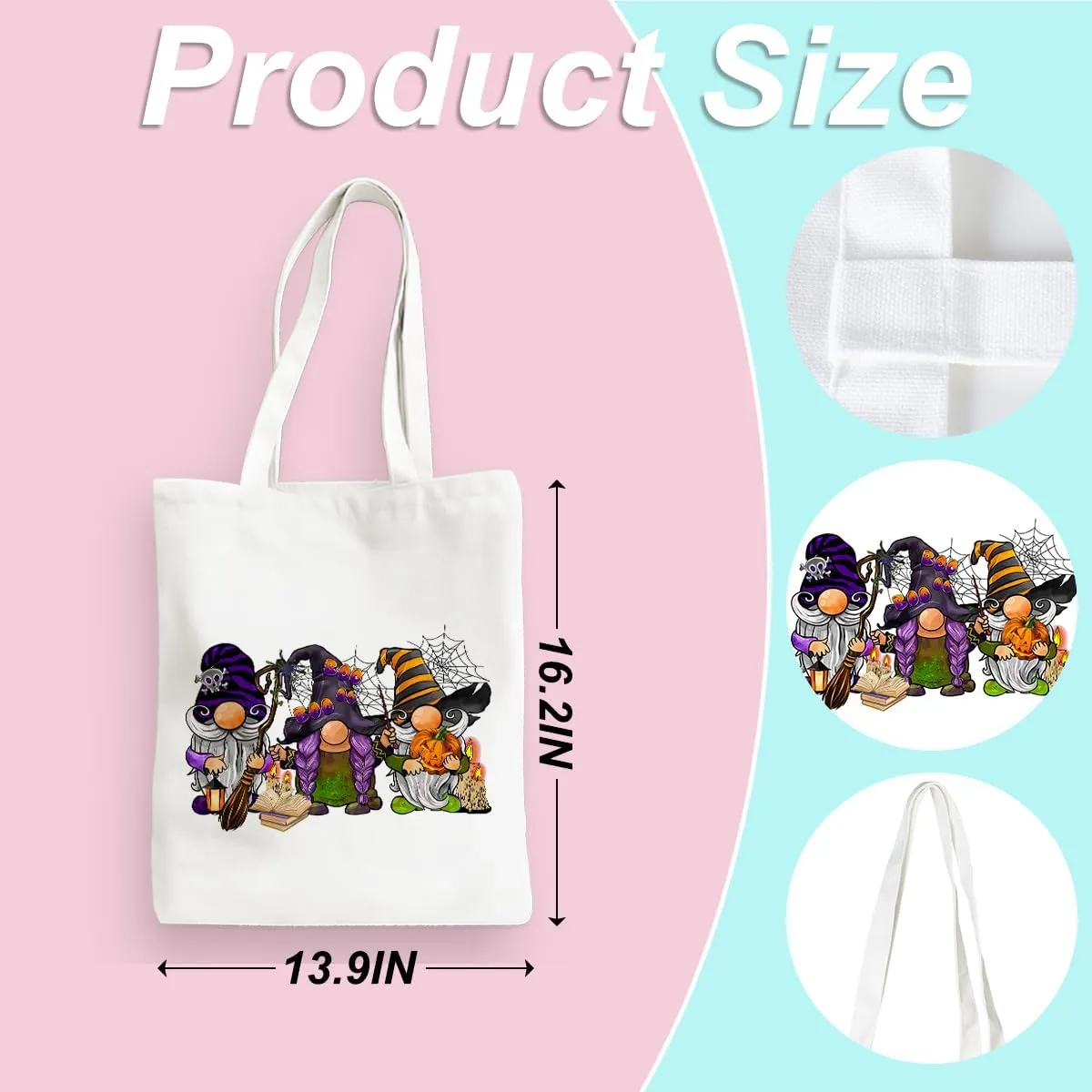 Gnome Gifts Sunflower Bee Fall Leaves Pumpkin Witch Gnomes Tote Bag for women Halloween Christmas Thanksgiving