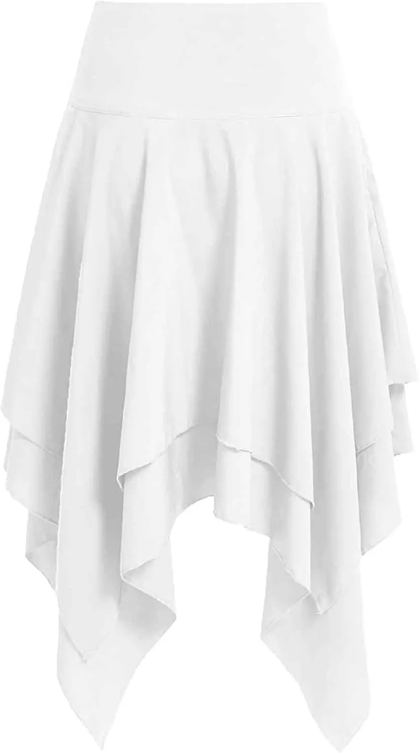 Gothic Skirts for Women Vintage Renaissance Skirt Lace Up A Line Skirt Flowy Asymmetrical Skirts Layered Fairy Skirt