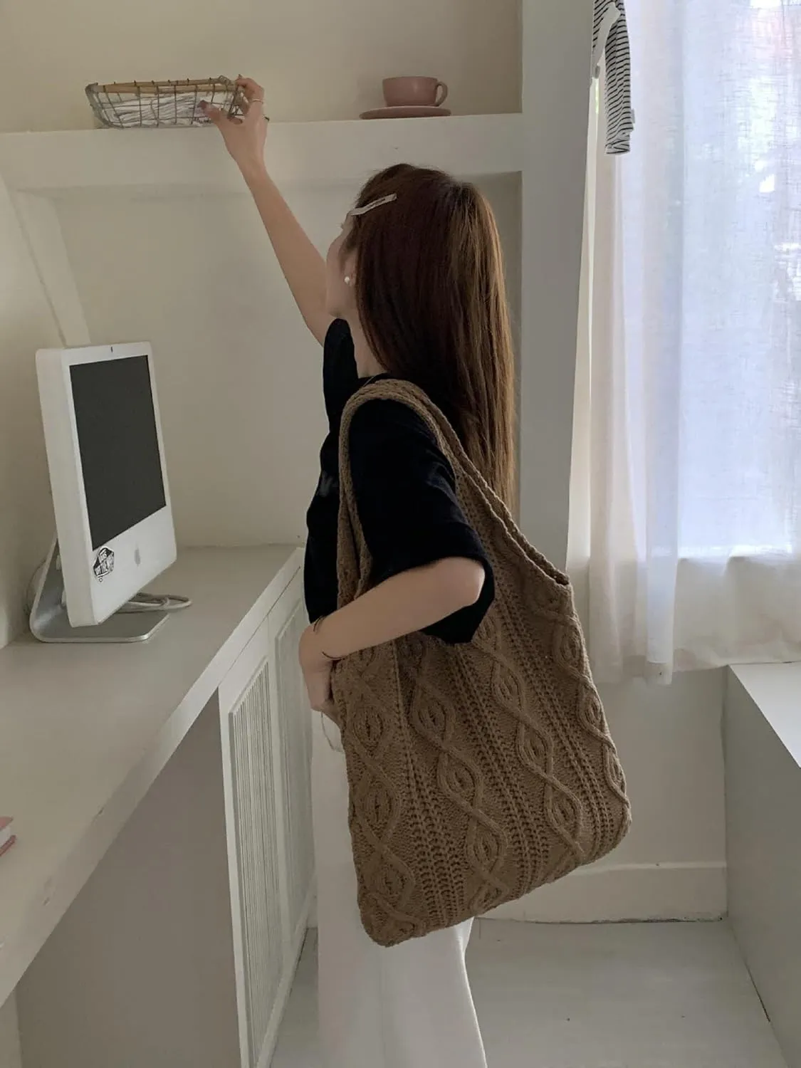 Grunge Accessories Crochet Tote Beach Bag Hobo Bags Fairy Grunge Aesthetic Shoulder Bags Purse for Women