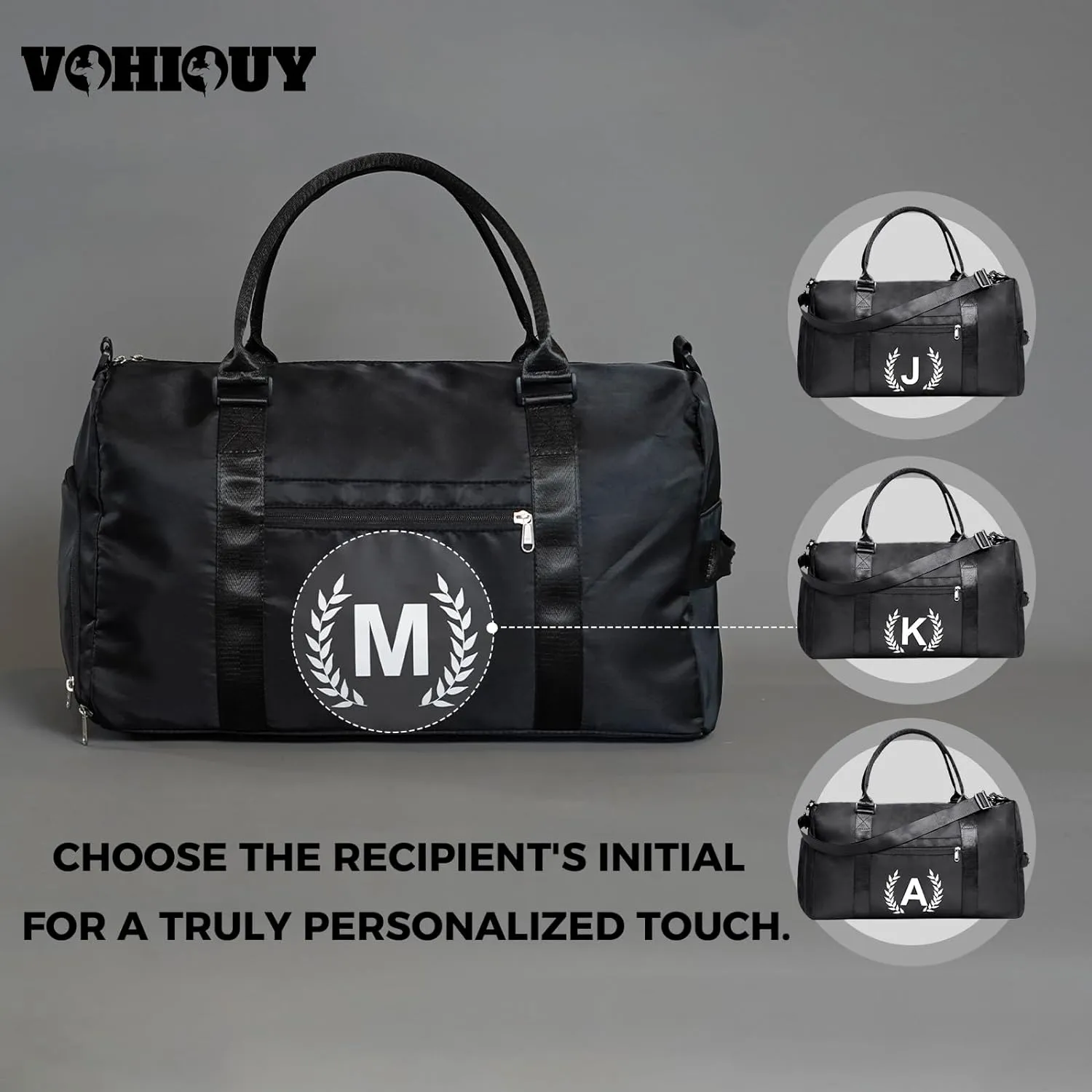 Gym Bag for Women & Men, Fitness Workout Sports Travel Duffle Bag with Wet Pocket & Shoes Compartment, Great Present for Gym Lovers (Jet Black, A)
