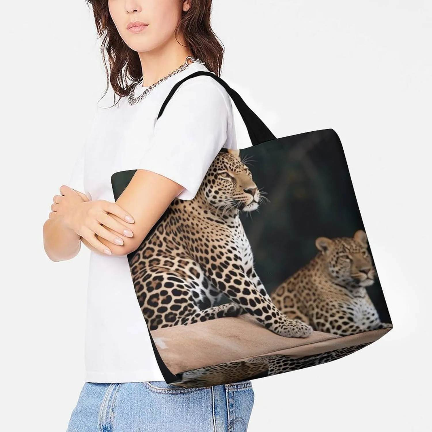 Hand Drawn Groundhog Beach Bag Reusable Tote Bag Foldable Grocery Bags Women Shopping Bags for Daily Essentials