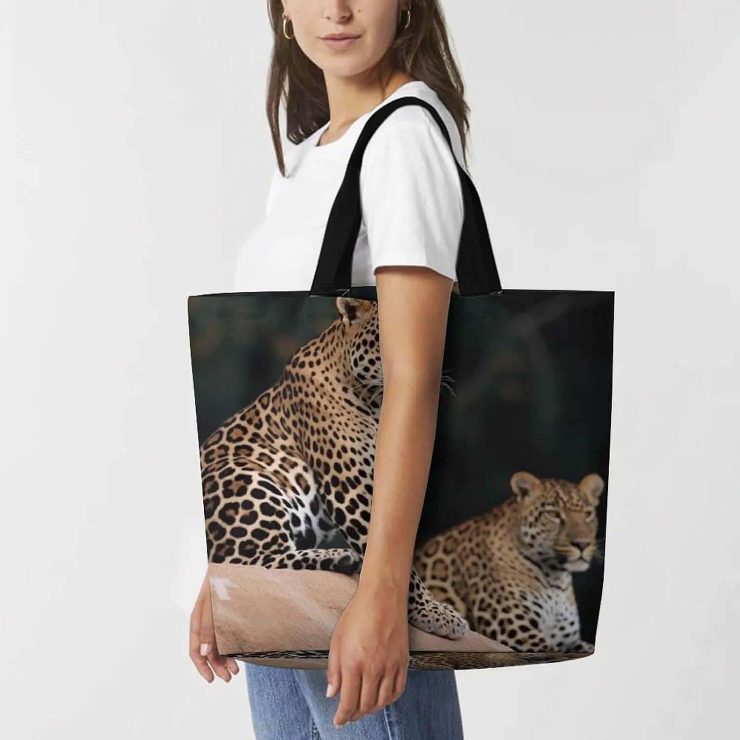 Hand Drawn Groundhog Beach Bag Reusable Tote Bag Foldable Grocery Bags Women Shopping Bags for Daily Essentials