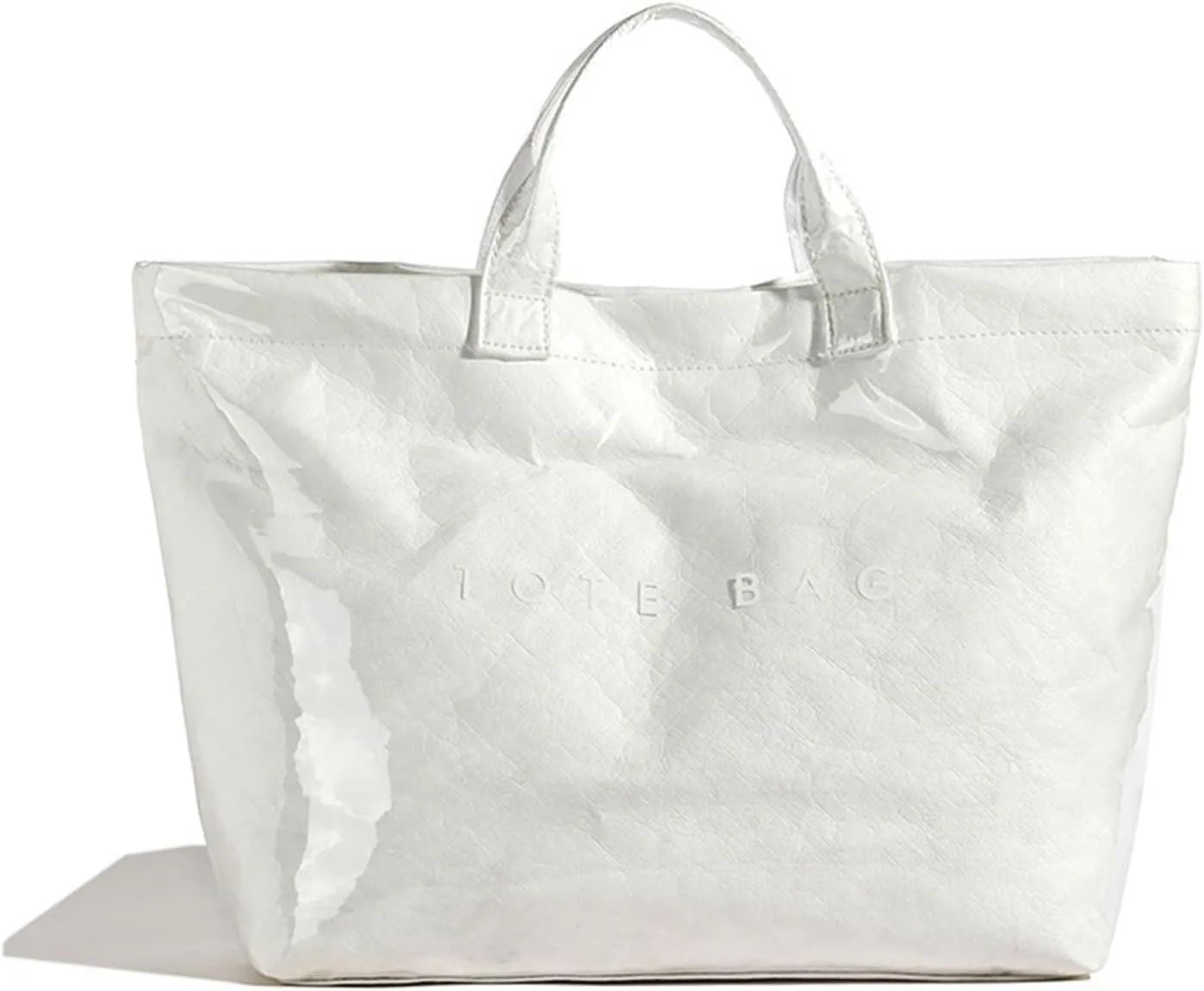 Handbag for Women Large Kraft Paper Letters Print Tote Bag Carry All Bag Top Handle Clear Hobo PVC Women's Tote Bag
