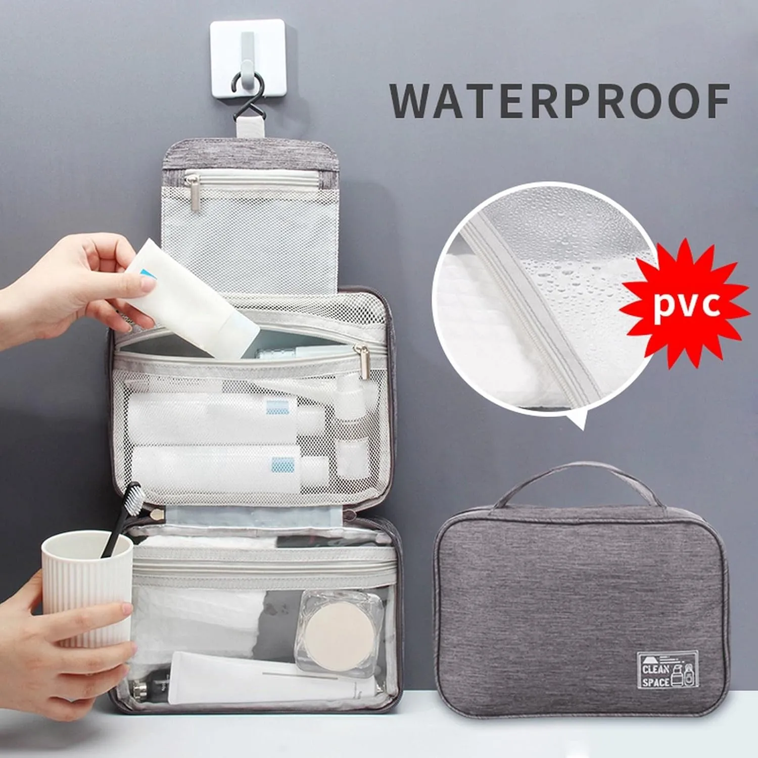 Hanging Toiletry Bags for Traveling,10" X 6.5" Travel Makeup Bag,Foldable Large Capacity Portable Travel Bag for Toiletries,Water-Resistant Cosmetic Travel Bag,Travel Accessories