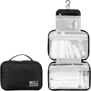 Hanging Travel Toiletry Bag for Women,10 X 6.5 Inch Makeup Bag Large,Portable Foldable Large Capacity Travel Toiletries Bag with Compartment,Waterproof Cosmetic Travel Bag,Travel Essentials