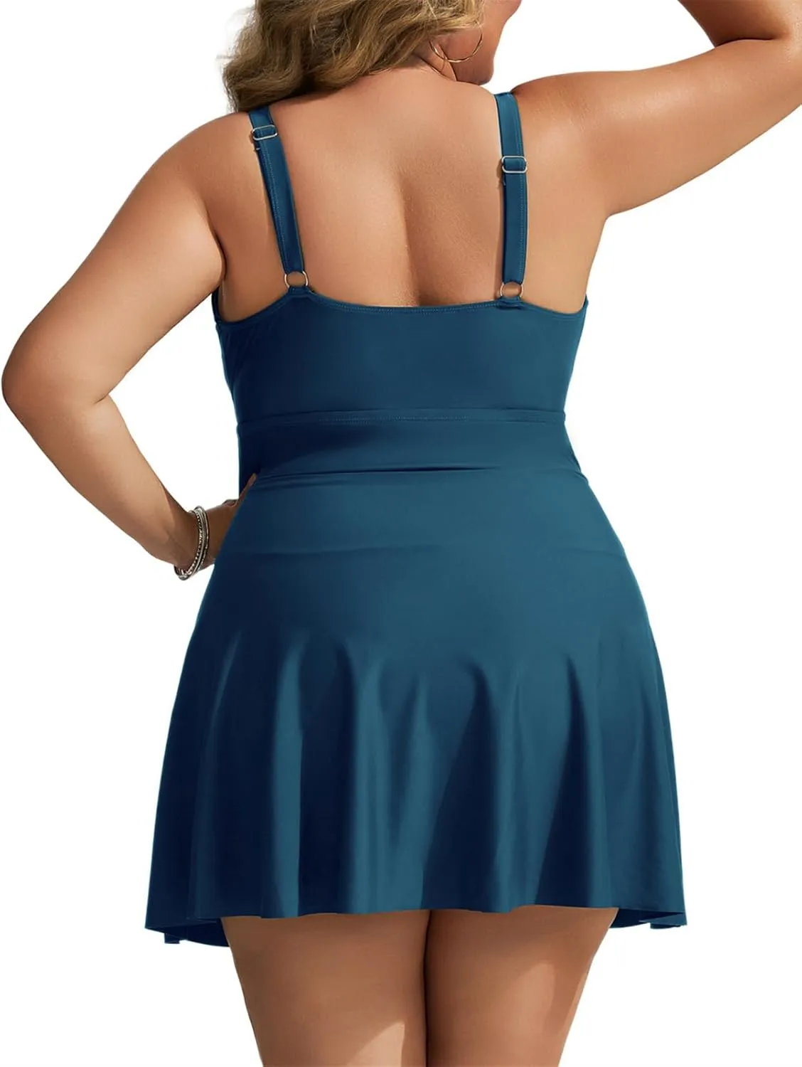Hanna Nikole Women Plus Size Swimdress One Piece Swimsuit Tummy Control Twist Front Bathing Suit Ruched Skirted Swimwear