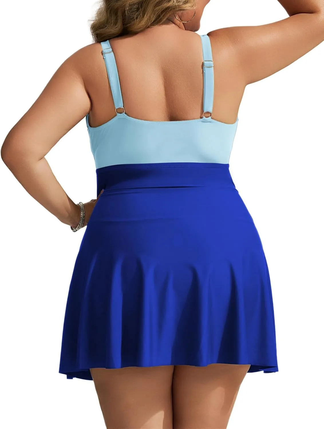 Hanna Nikole Women Plus Size Swimdress One Piece Swimsuit Tummy Control Twist Front Bathing Suit Ruched Skirted Swimwear