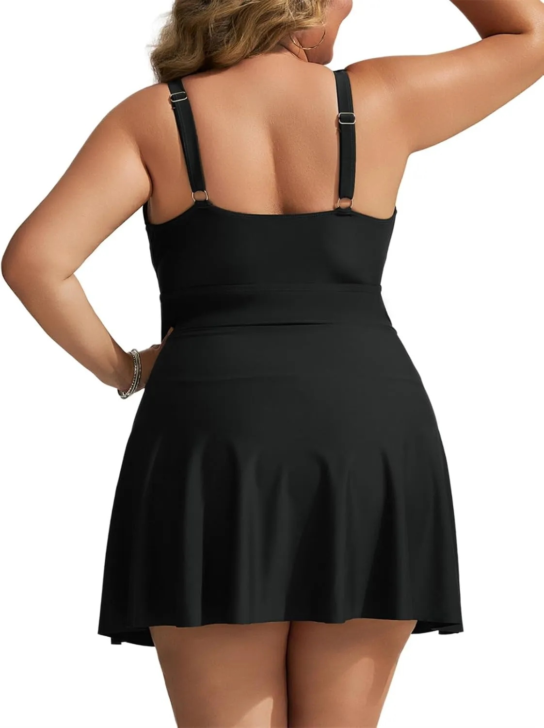Hanna Nikole Women Plus Size Swimdress One Piece Swimsuit Tummy Control Twist Front Bathing Suit Ruched Skirted Swimwear