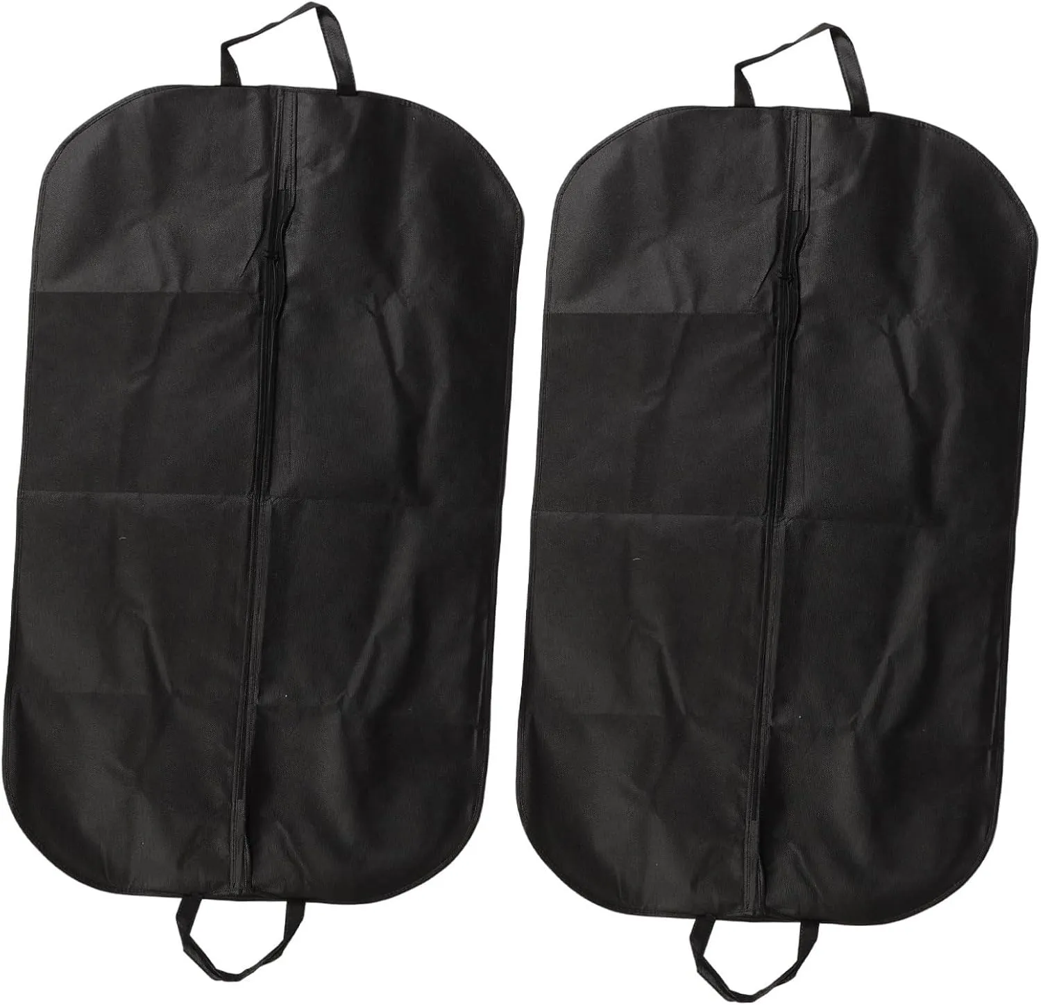 Happyyami 2Pcs Portable Business Suit Cover Bags Medium Clothes Protector Case for Travel Folding Hanging Garment Storage for Wardrobe Black