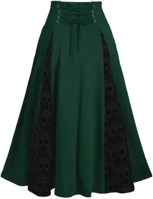 harajuku skirts for Women Plus Size Lace Patchwork High Waist Patchwork Midi Skirt Gothic Pleated Skirt Y2K Clothes