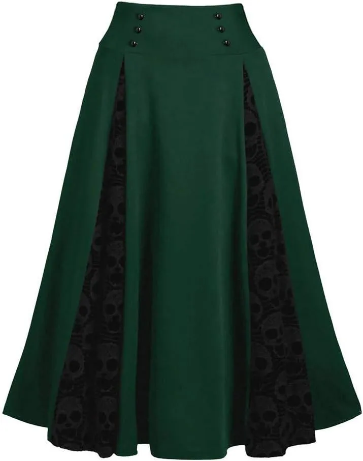 harajuku skirts for Women Plus Size Lace Patchwork High Waist Patchwork Midi Skirt Gothic Pleated Skirt Y2K Clothes
