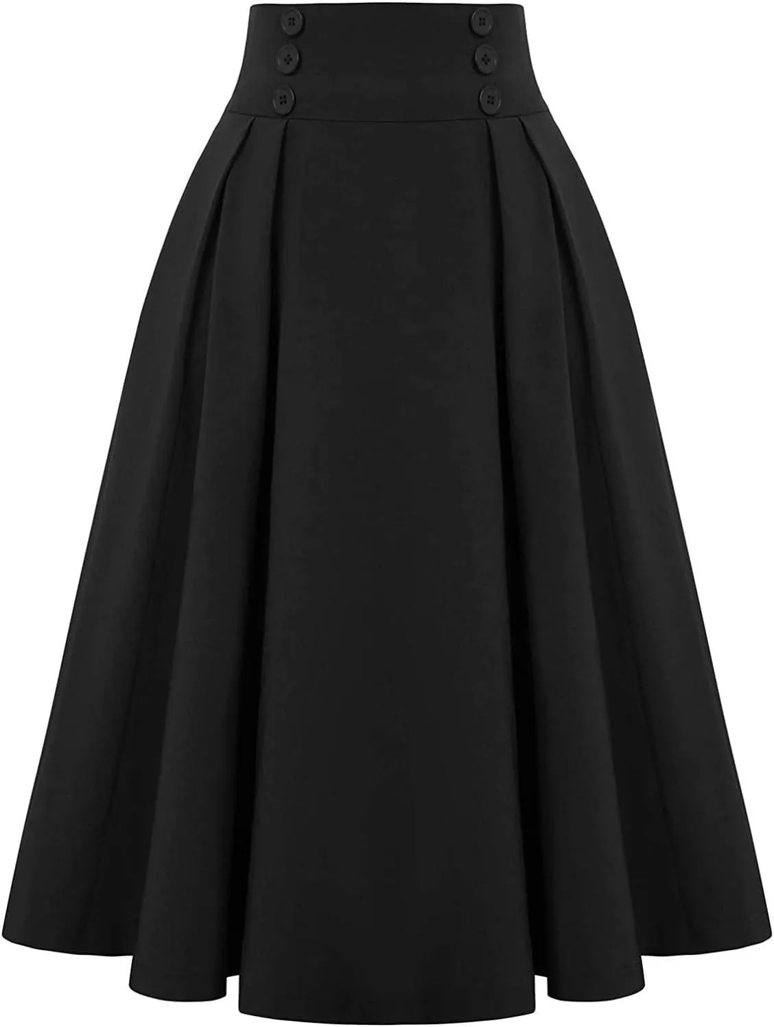 High Waisted Midi Skirt Women Vintage Skirts A Line Swing Skirt Elegant Maxi Skirts Dressy Skirt Elastic Summer Skirt