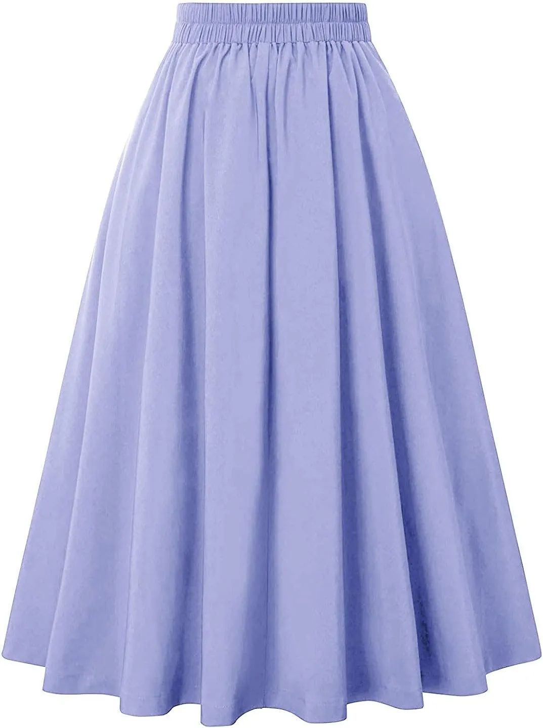 High Waisted Midi Skirt Women Vintage Skirts A Line Swing Skirt Elegant Maxi Skirts Dressy Skirt Elastic Summer Skirt