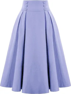 High Waisted Midi Skirt Women Vintage Skirts A Line Swing Skirt Elegant Maxi Skirts Dressy Skirt Elastic Summer Skirt