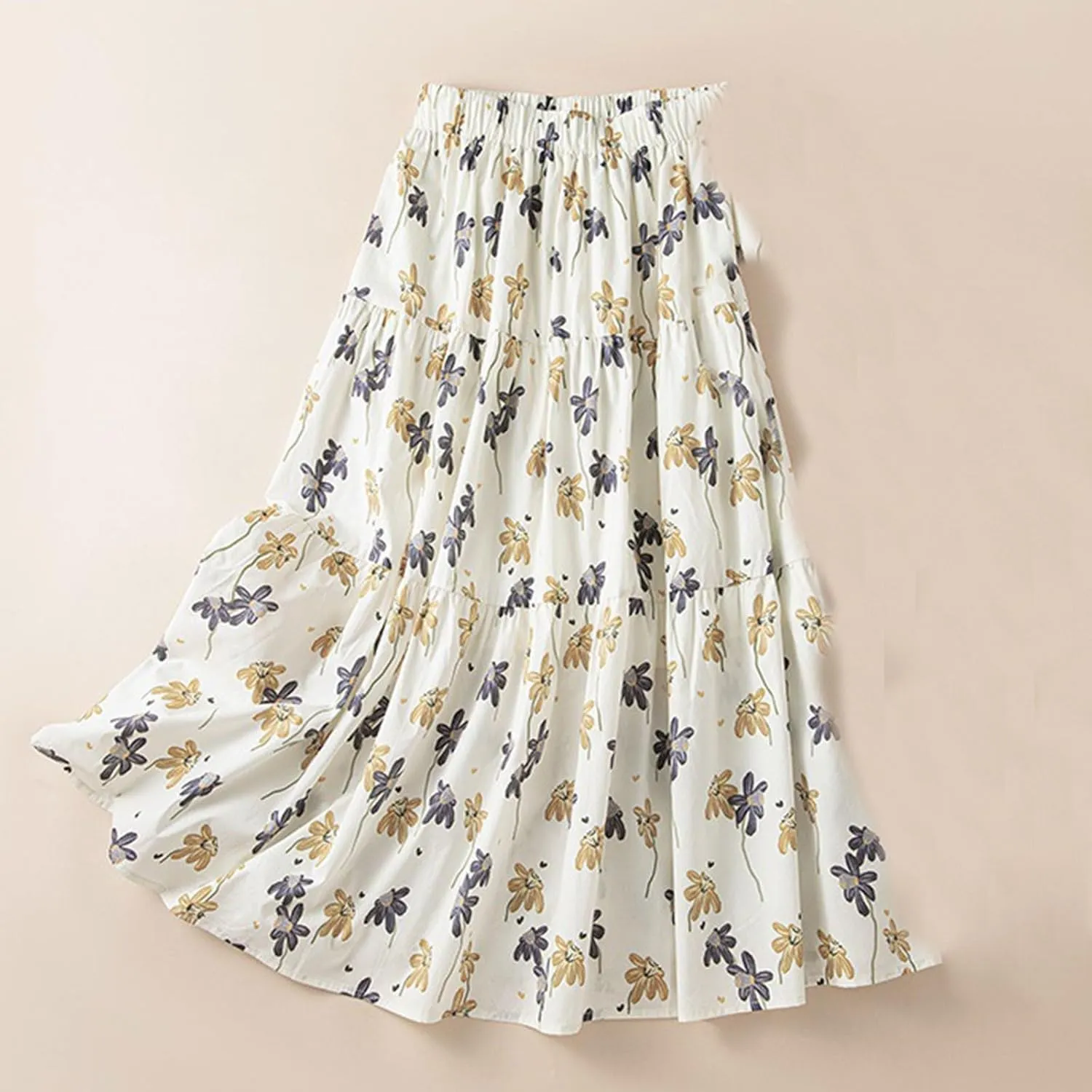High Waisted Skirts for Womens Fashion Floral Print Midi Skirt Casual Flowy Maxi Skirts Half Dress Boho Skirts