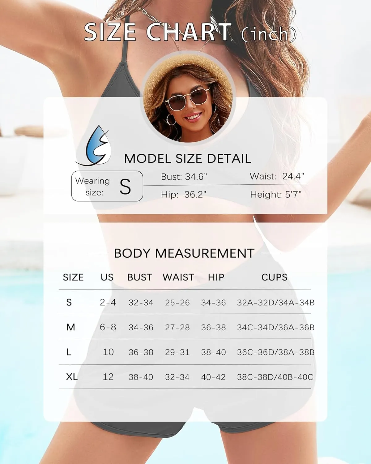 High Waitsed Bikini Sets for Women Two Piece Swimsuit Tummy Control Bathing Suit Shorts V Neck Top Lace Up