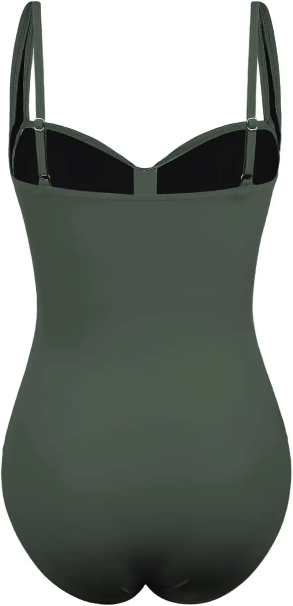 Hilor Women's Tummy Control One Piece Swimsuits Front Twist Bathing Suits Slimming Monokini Swimwear