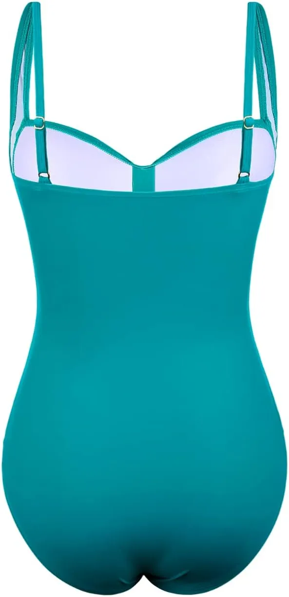 Hilor Women's Tummy Control One Piece Swimsuits Front Twist Bathing Suits Slimming Monokini Swimwear