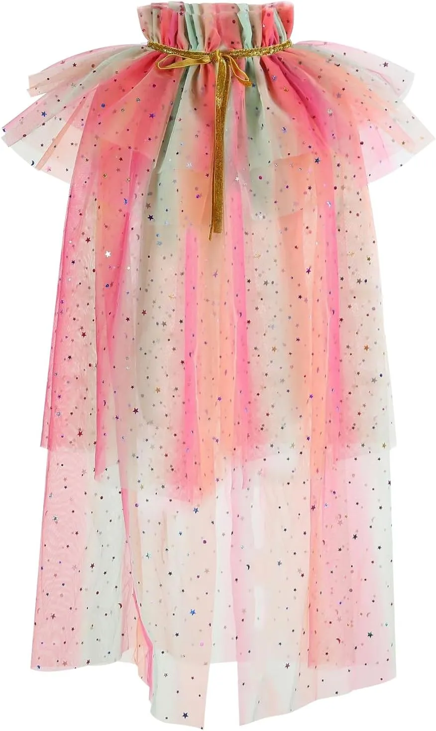 Holiberty Festival Sparkling Princess Mesh Cloak Carnival Birthday Party Costume Accessories Sequins Tulle Cape for Girls