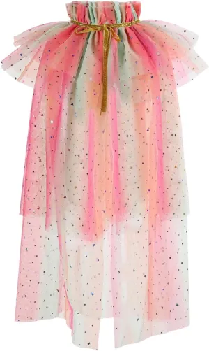 Holiberty Festival Sparkling Princess Mesh Cloak Carnival Birthday Party Costume Accessories Sequins Tulle Cape for Girls