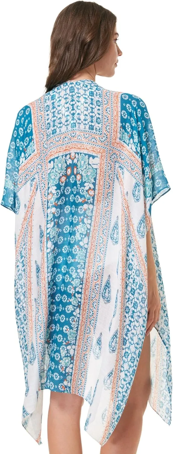 Isurrender Kimonos for Women Lightweight Swimsuit Coverup Boho Floral Beach Cover Ups for Swimwear Casual Summer Cardigan