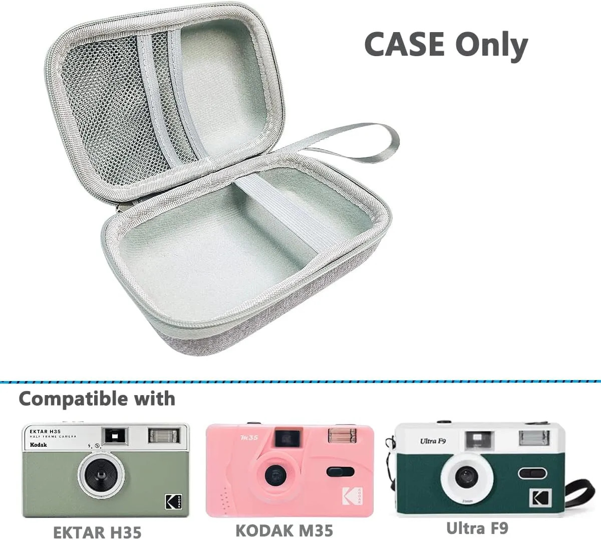 JCHPINE Hard Carrying Case for KODAK EKTAR H35 Half Frame Film Camera, Protective Storage Travel Case for Kodak Ultra F9 M35 Film Camera Accessories (Grey)