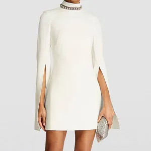 Katie Slit Long Sleeve Crystal Embellished Mini Dress