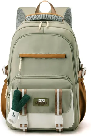 Kawaii Backpack with Cute Accessories Pendant Travel Bag Large Outdoor Waterproof Casual Daypack Women Men (Green)