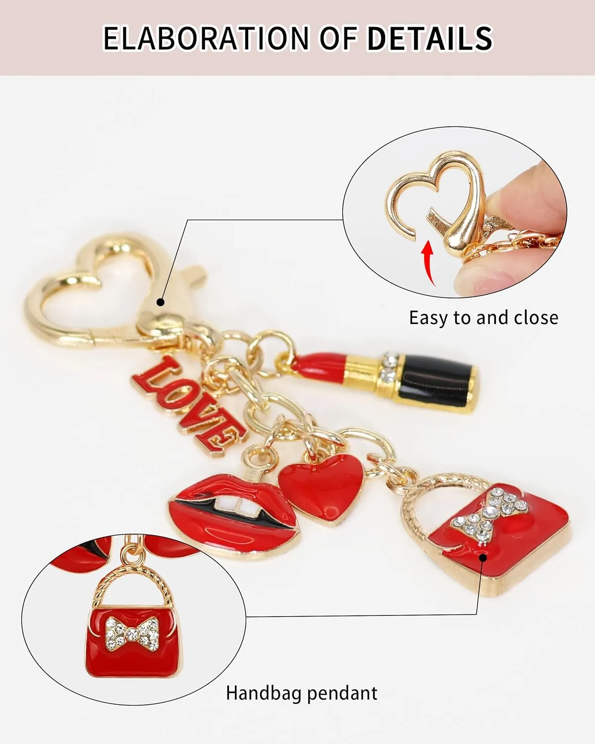 Key Chain - Key Chain Purse Charm for Women, Bag Charm Car Keychain Wristlet Wallet Accessories