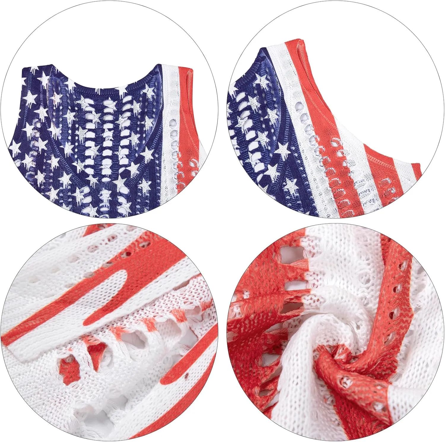 KIDDAD American Flag Swimsuits Coverup for Women Crochet Bathing Suit Cover Ups 4th of July Beach Swimwear Tank Dresses