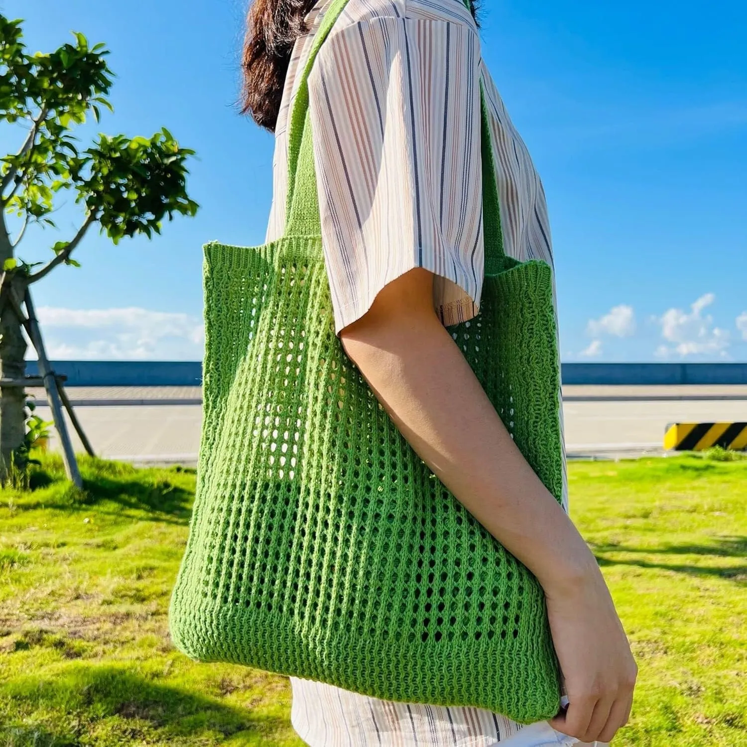 Knitted Women's Crossbody Hobo Shoulder Bags Top-Handle Bag Cutout Grunge Aesthetic Accessories Tote Bag