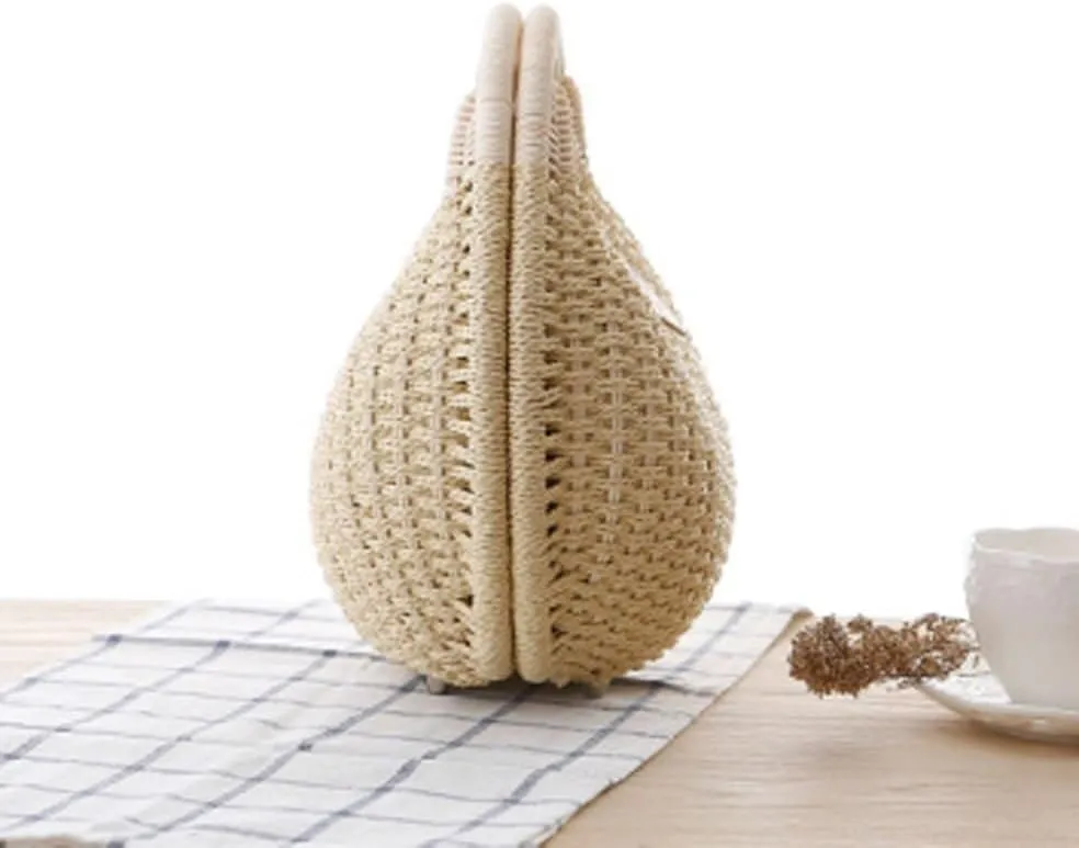 Lady's Stylish Shell Shape Straw Tote Handbag Rattan Beach Bag
