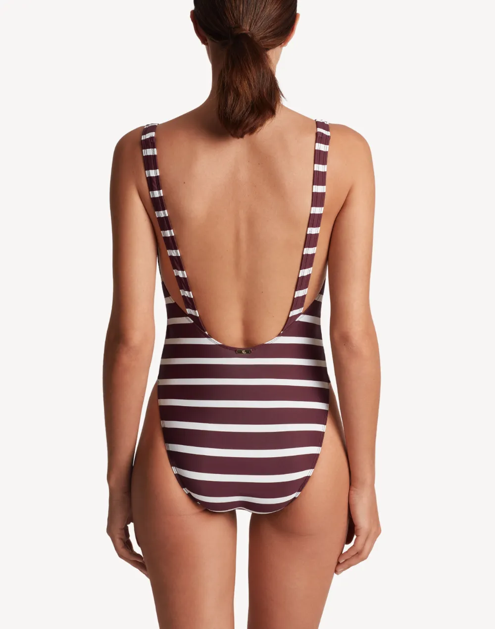 Lago Stripe Low Back Square Neck One Piece Swimsuit