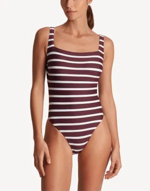 Lago Stripe Low Back Square Neck One Piece Swimsuit