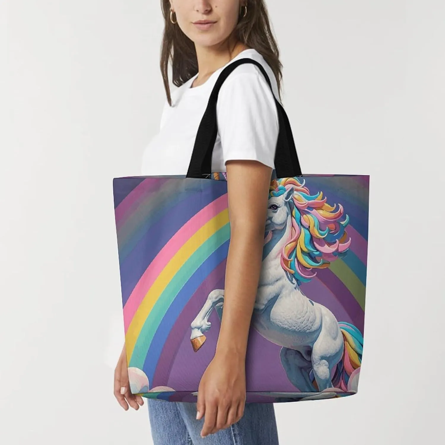 Large Capacity Shopping Bag Vintage Aesthetic Raven Illustration Canvas Grocery Bags Foldable Tote Bag