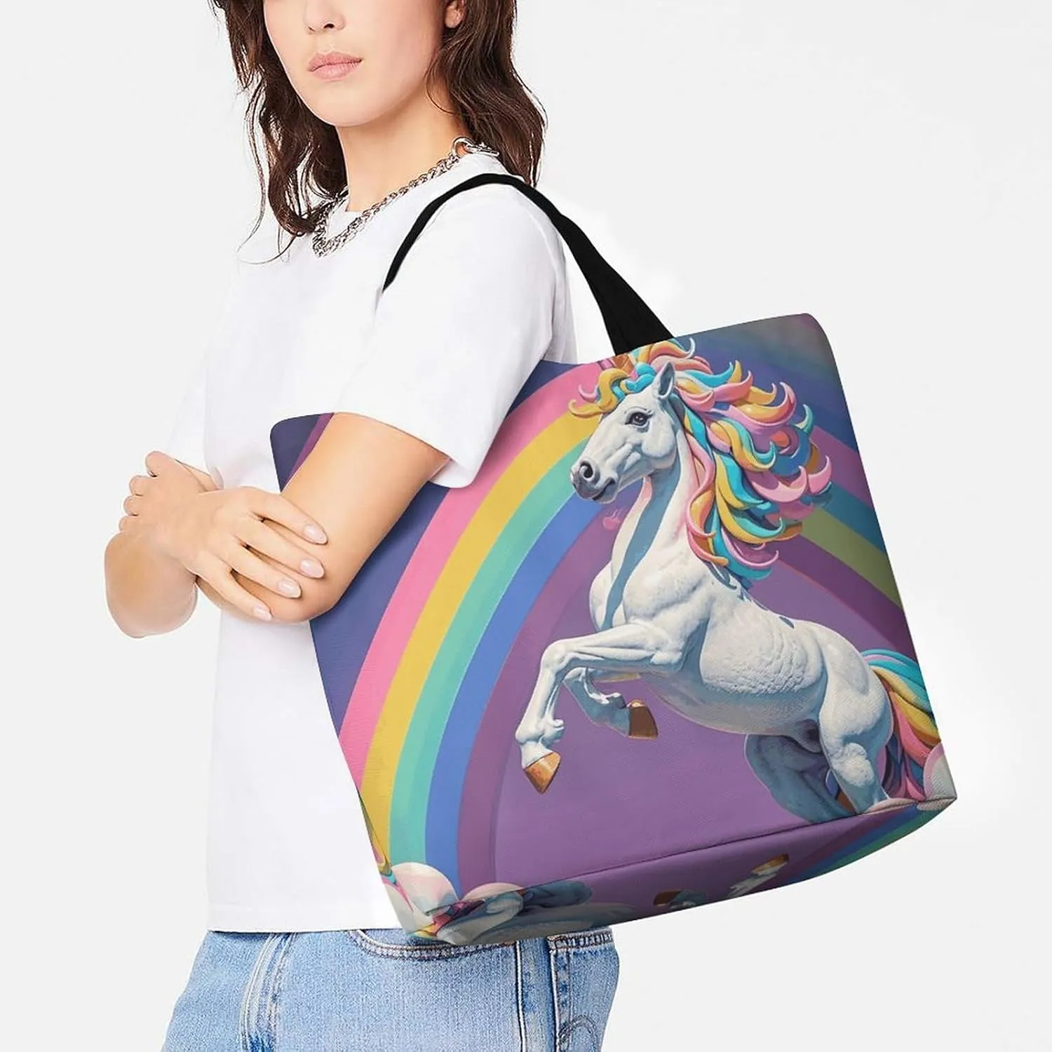 Large Capacity Shopping Bag Vintage Aesthetic Raven Illustration Canvas Grocery Bags Foldable Tote Bag