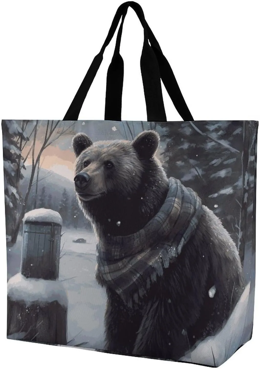 Large Capacity Shopping Bag Wild Seas Canvas Grocery Bags Foldable Tote Bag