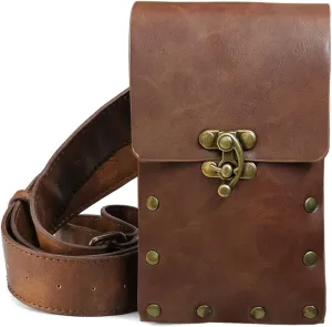 Larswon Renaissance Bag Medieval Belt Pouch Leather Belt Pouch Leg Phone Holder Festival Faire Accessories