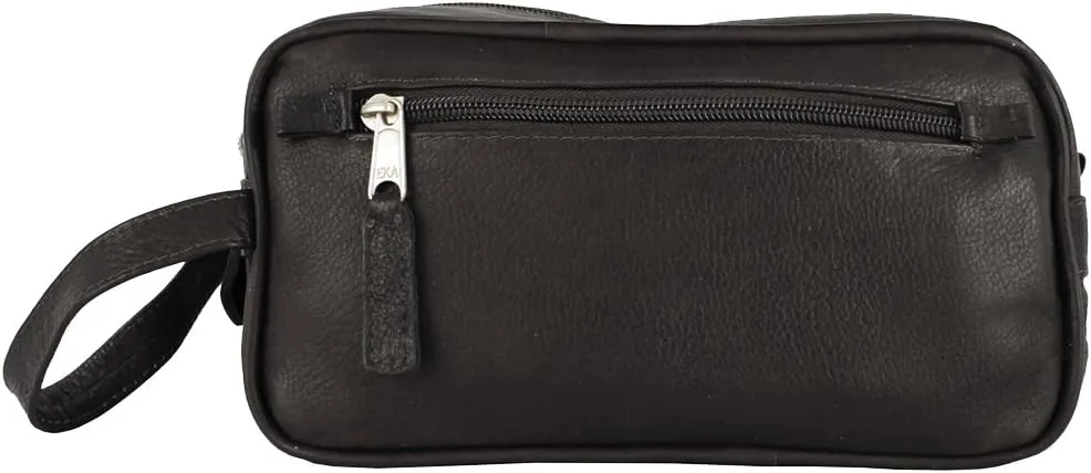 Latico Leathers Downtown Travel Kit Accessories Bag - Made From 100% Leather Handcrafted by Artisans, Black