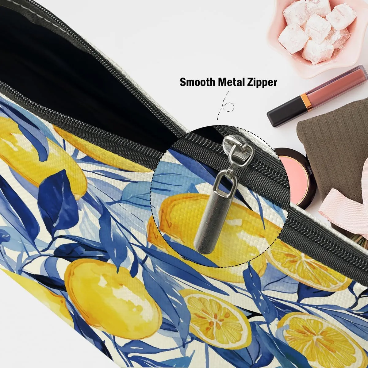 Lemon Gifts, Lemons Makeup Bag, Lemon Stuff Cosmetic Bag Fruit Travel Pouch, Lemons Lovers Gift for Women Girls Daughter Sisters Bestie Best Friend Friendship Graduation Birthday Gifts