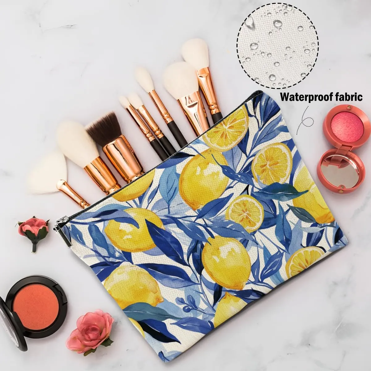 Lemon Gifts, Lemons Makeup Bag, Lemon Stuff Cosmetic Bag Fruit Travel Pouch, Lemons Lovers Gift for Women Girls Daughter Sisters Bestie Best Friend Friendship Graduation Birthday Gifts