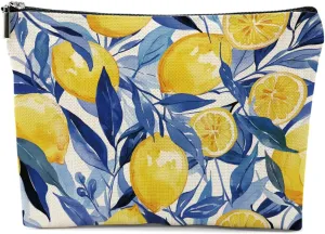 Lemon Gifts, Lemons Makeup Bag, Lemon Stuff Cosmetic Bag Fruit Travel Pouch, Lemons Lovers Gift for Women Girls Daughter Sisters Bestie Best Friend Friendship Graduation Birthday Gifts
