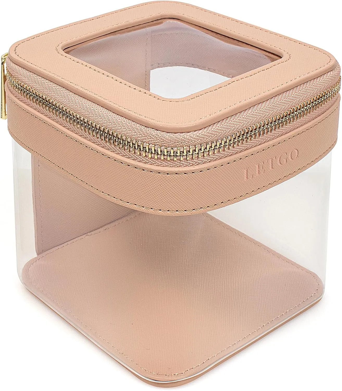 LETGO Small Clear Makeup Bag for Purse, Cute Clear Cosmetic Bags Travel Size Toiletry Bag, Small Makeup Bag Organizer Travel Essentials Car Accessories for Women (Nude)